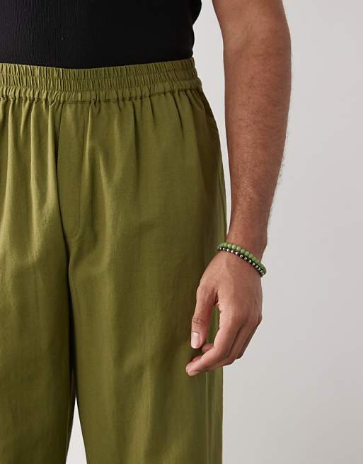 Chino Collusion Relaxed Woven Pant With Linen In Khaki
