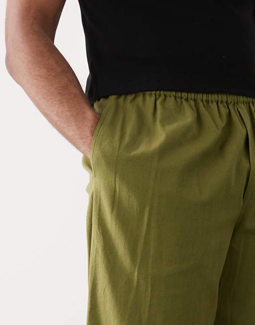 Chino Collusion Relaxed Woven Pant With Linen In Khaki