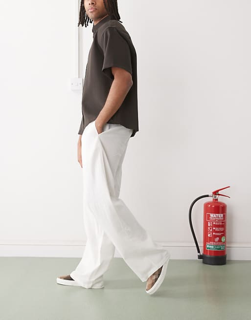 Chino Collusion Relaxed Woven Pant With Linen In White