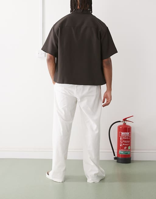 Chino Collusion Relaxed Woven Pant With Linen In White