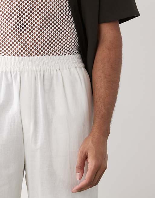 Chino Collusion Relaxed Woven Pant With Linen In White