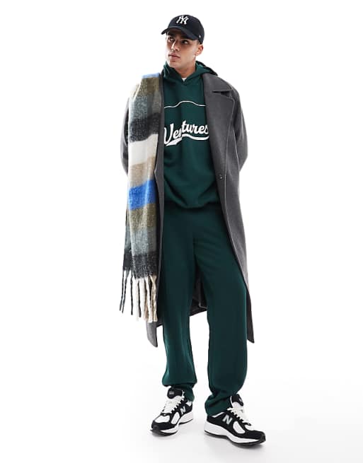 Trousers Asos Design Straight Leg  With Pin Tuck In Green - Part Of A Set