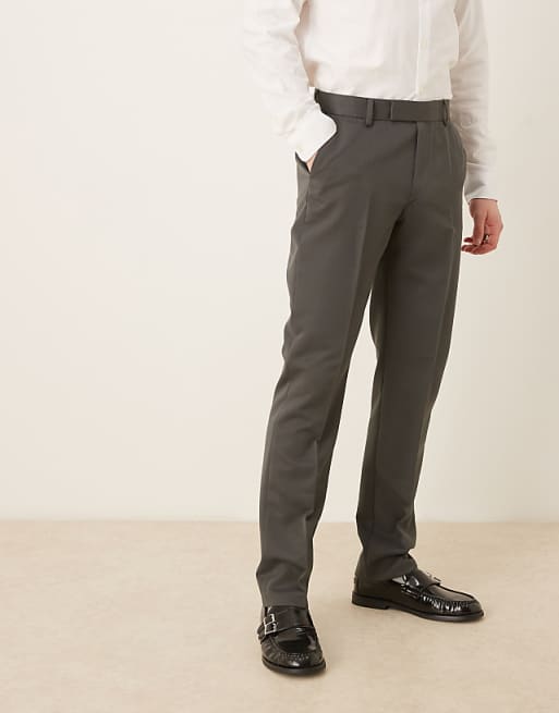 Chino Asos Design Smart Slim Fit Pants In Charcoal