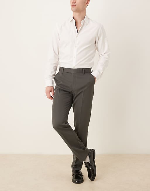 Chino Asos Design Smart Slim Fit Pants In Charcoal