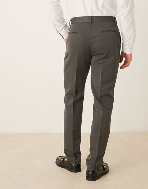 Chino Asos Design Smart Slim Fit Pants In Charcoal