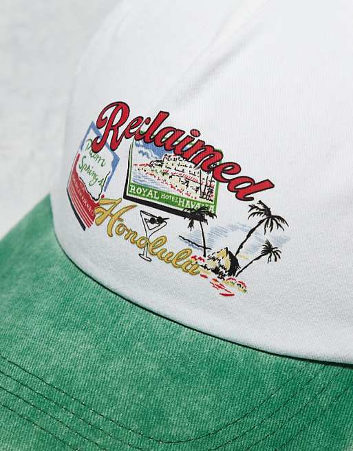 Reclaimed Vintage Cap With Honolulu Print In White