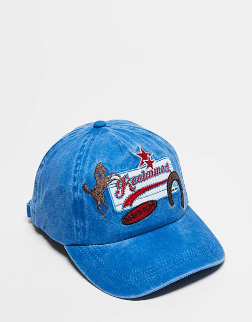 Reclaimed Vintage Western Rodeo Badge Cap In Washed Blue