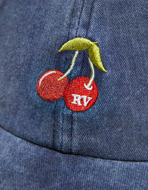 Reclaimed Vintage Cap With Cherry Logo In Washed Navy