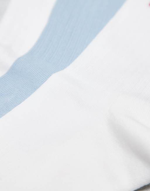 Men HUGO RED 3 pack back box logo ribbed sneaker socks in white/light blue