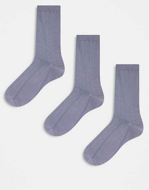 Men ASOS DESIGN 3 pack rib sock in gray