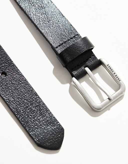 Jack & Jones Leather Belt In Black