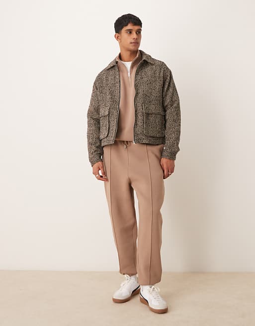 Trousers Asos Design Oversized Pintuck In Brown - Part Of A Set