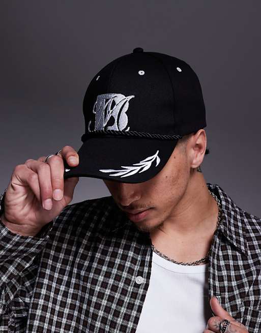 Asos Design Cap With Graphic In Black