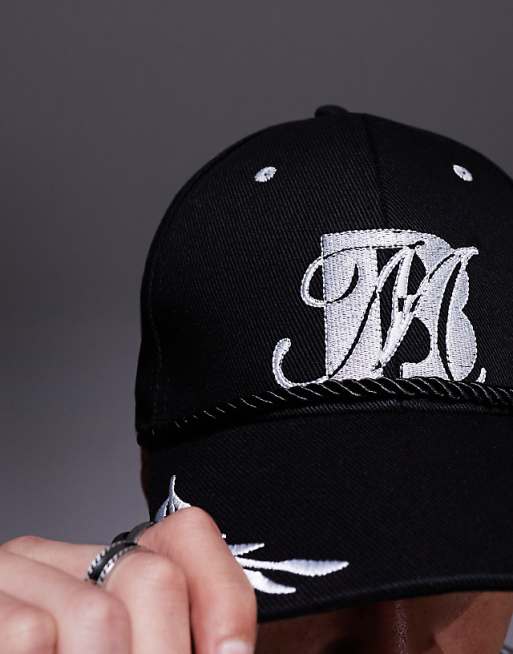 Asos Design Cap With Graphic In Black