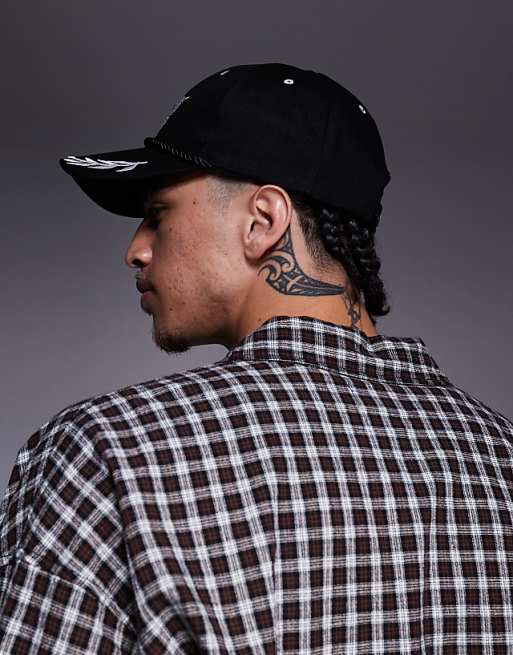 Asos Design Cap With Graphic In Black