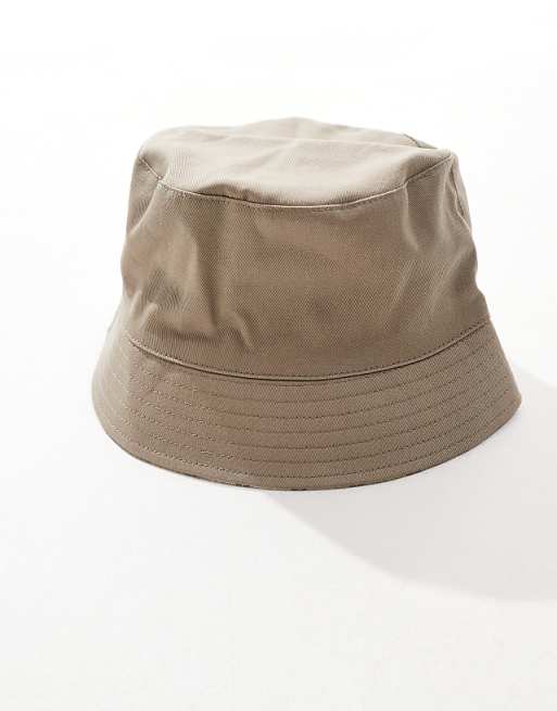 Asos Design Bucket Hat With Stripes In Beige