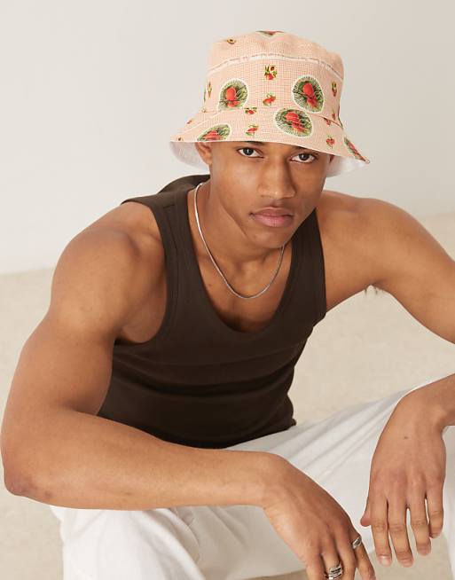 Asos Design Shorts And Hat Set In Fruit Print