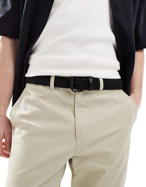 ASOS DESIGN casual woven braid belt in black
