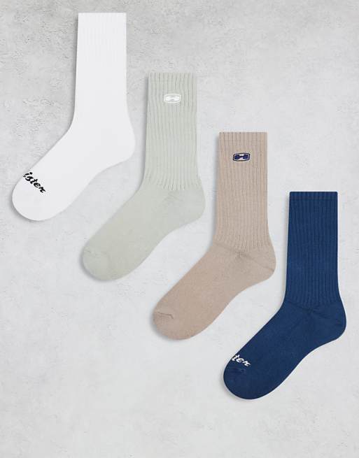 Men Hollister 4 pack logo detail socks in multi