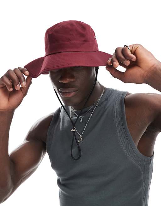 Asos Design Safari Bucket Hat In Washed Burgundy