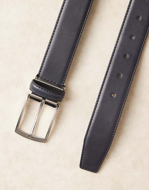Asos Design Dressy Belt In Navy Faux Leather