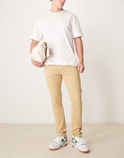 Asos Design Skinny Chinos In Beige