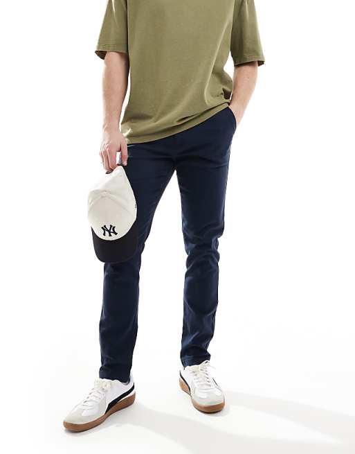 Asos Design Skinny Fit Chinos In Navy