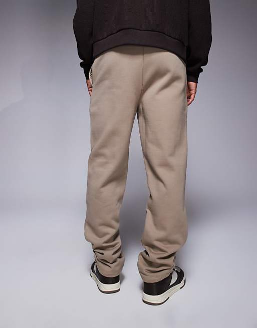 Trousers Asos Design Premium Heavyweight Straight Leg 400gsm In Light Brown