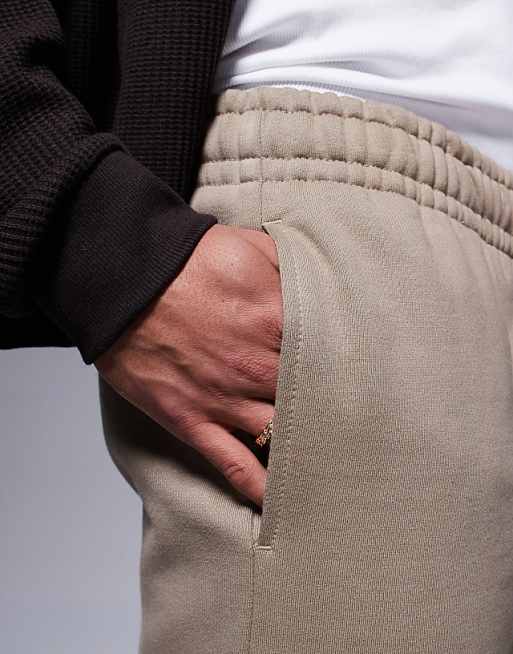 Trousers Asos Design Premium Heavyweight Straight Leg 400gsm In Light Brown