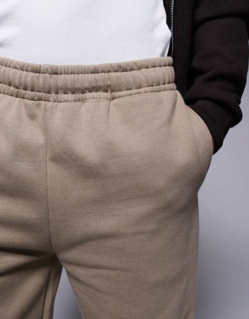Trousers Asos Design Premium Heavyweight Straight Leg 400gsm In Light Brown