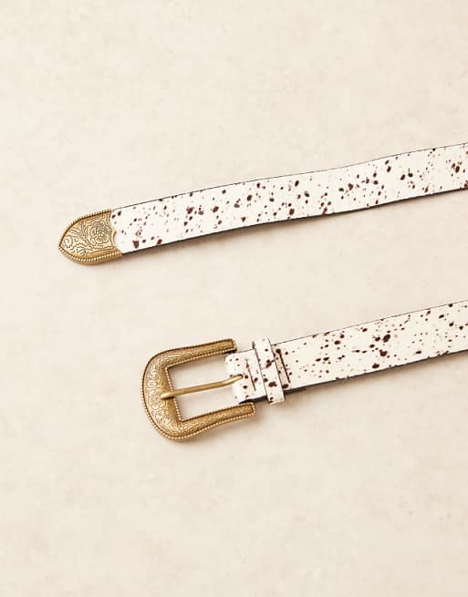 Asos Design Western Faux Pony Belt In Dapple