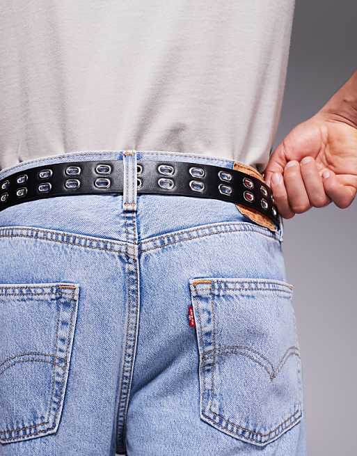 Asos Design Oval Eyelet Belt In Black