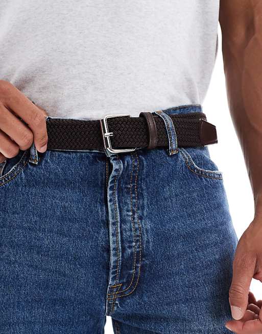 Asos Design Casual Woven Braided Belt In Brown