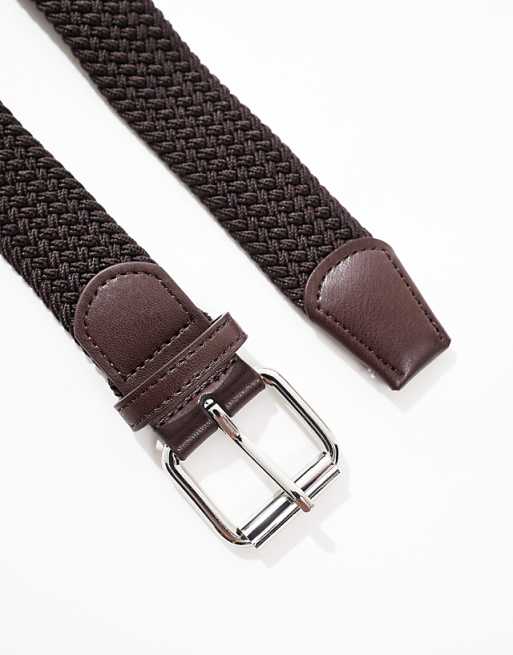 Asos Design Casual Woven Braided Belt In Brown