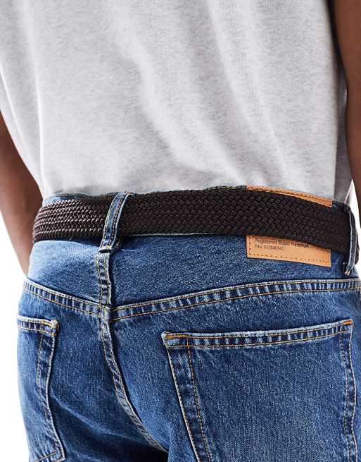 Asos Design Casual Woven Braided Belt In Brown