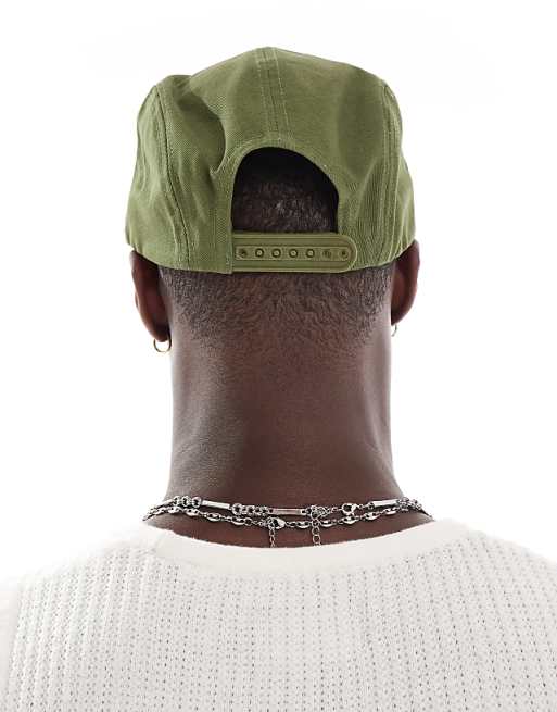 Asos Design Palm Graphic Cap In Khaki Green And Ecru