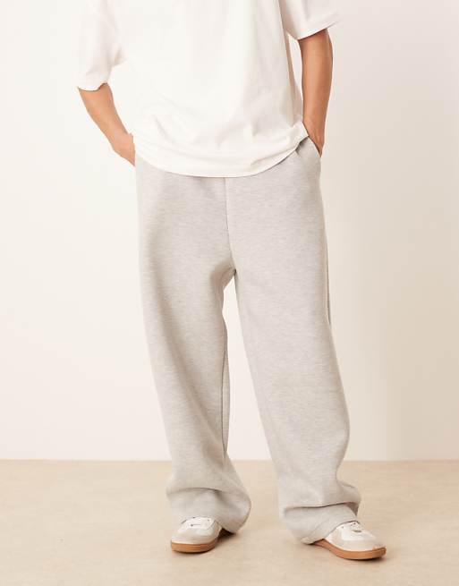 Trousers Asos Design Wide Leg Heavyweight Scuba In Gray Heather