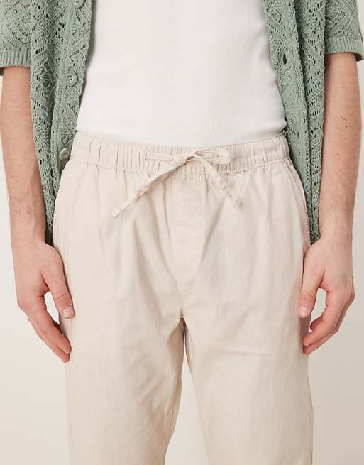 Chino Asos Design Slim Linen Blend Pants In Stone