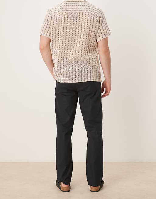 Chino Asos Design Slim Linen Blend Pants In Black