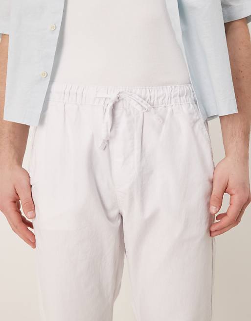 Chino Asos Design Slim Linen Blend Pants In White