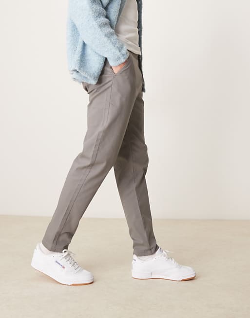 Asos Design Tapered Fit Chinos In Gray