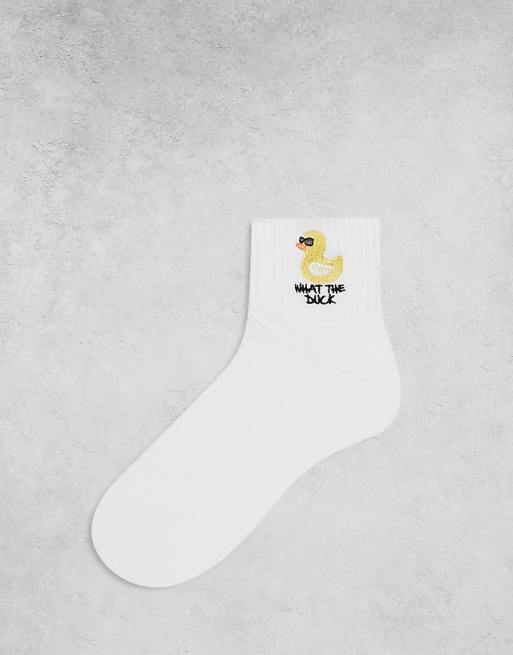 Men ASOS DESIGN slogan sock in white