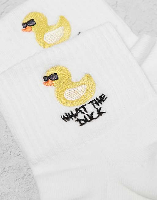 Men ASOS DESIGN slogan sock in white