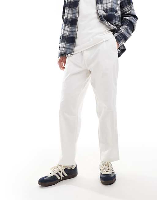 Chino Pull&bear Straight Leg Pants In White