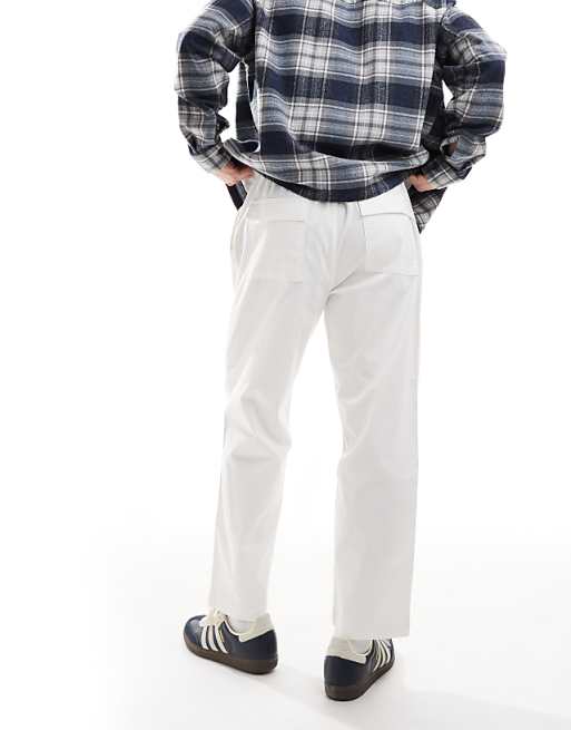 Chino Pull&bear Straight Leg Pants In White