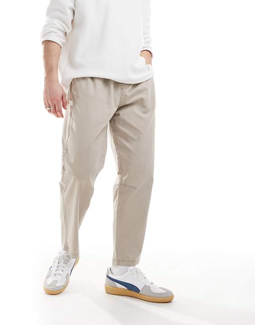 Chino Pull&bear Straight Leg Pants In Beige