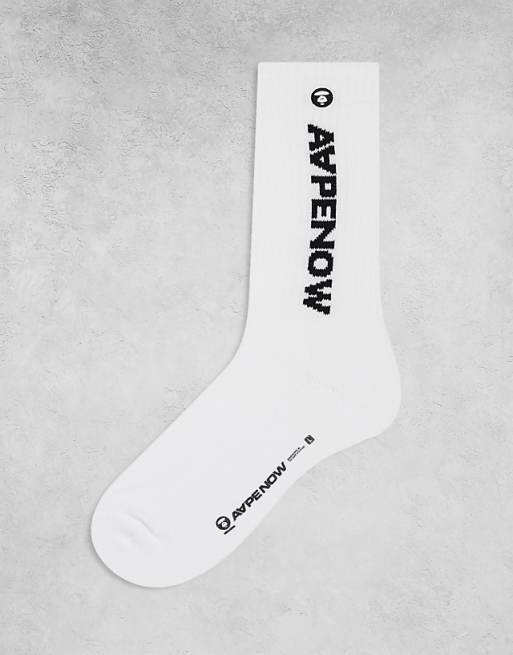 Men AAPE By A Bathing Ape logo socks in white