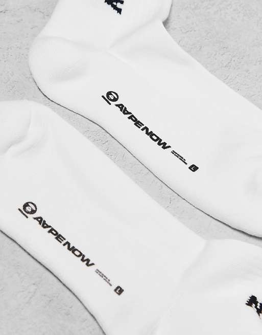 Men AAPE By A Bathing Ape logo socks in white
