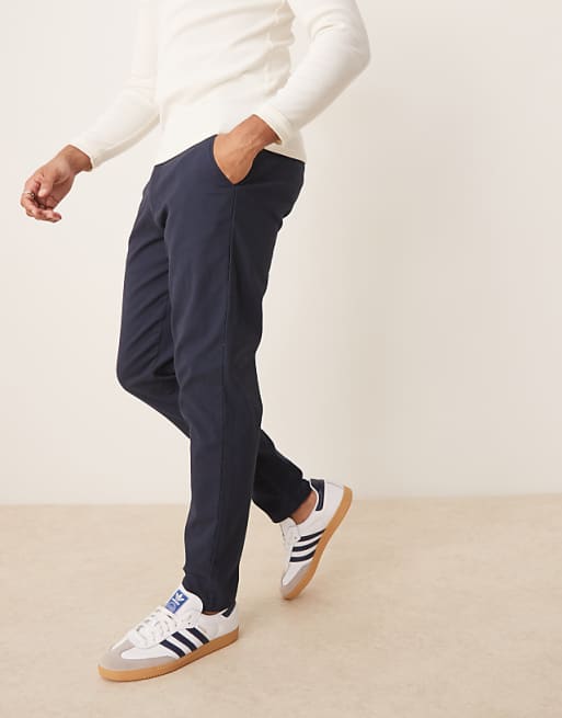Asos Design Tapered Fit Chinos In Navy