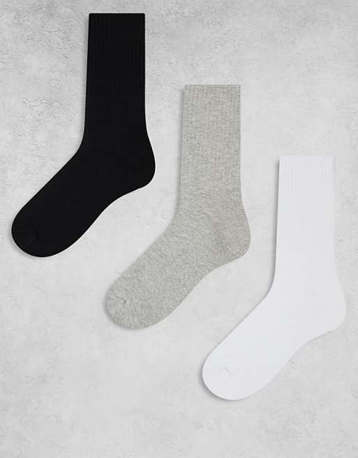 Men Cotton On 3 pack socks in black white and gray